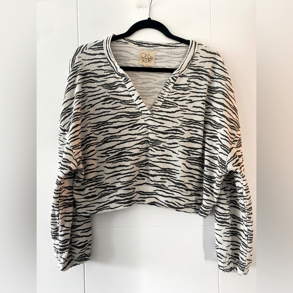 CHASER- Black and White Striped Top